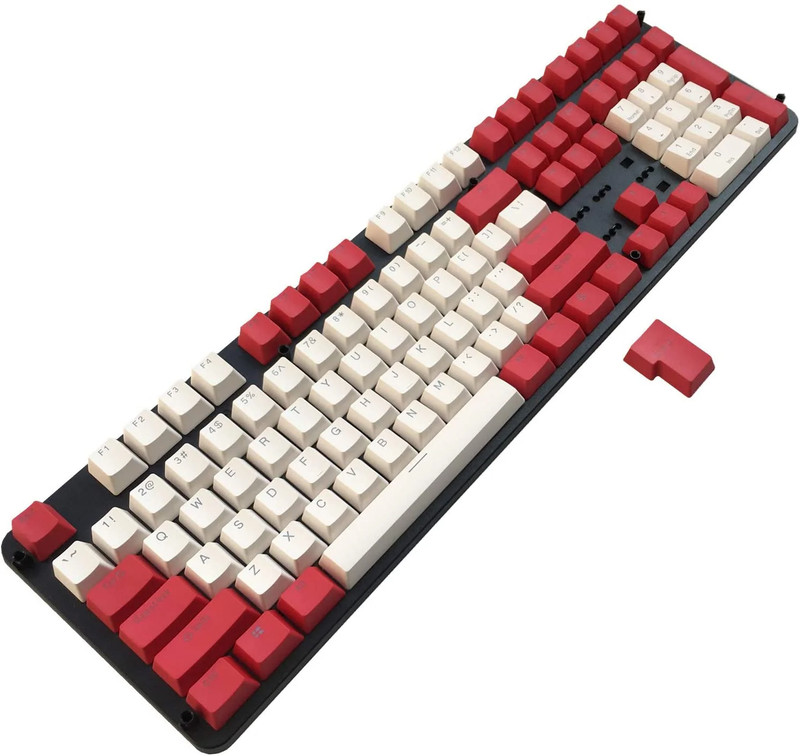 Happy Balls PBT Keycaps Backlit Doubleshot Keycap Set-China Red White Combo - أكسسوار لوحة مفاتيح